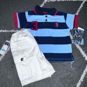 U.S. Polo Assn. Baby Boy Polo & Shorts Outfit Size 6/9 Months NEW